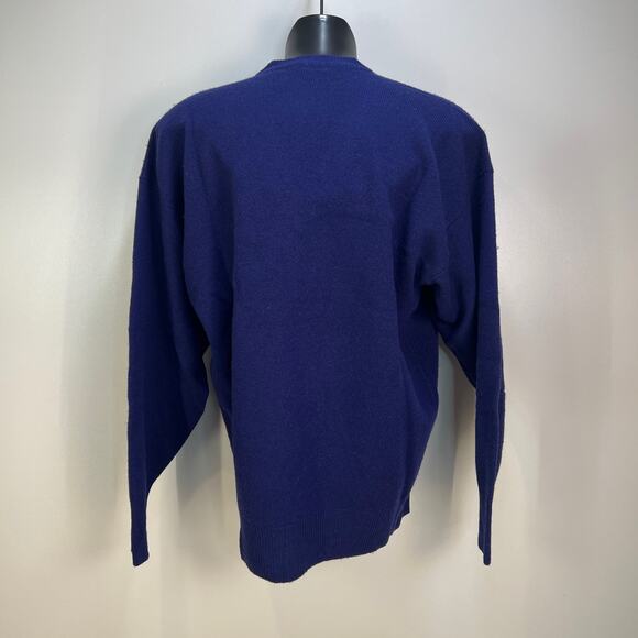 Nordstrom Wool V Neck Pullover Sweater Blue Long Sleeve Pullover - Picture 7 of 8